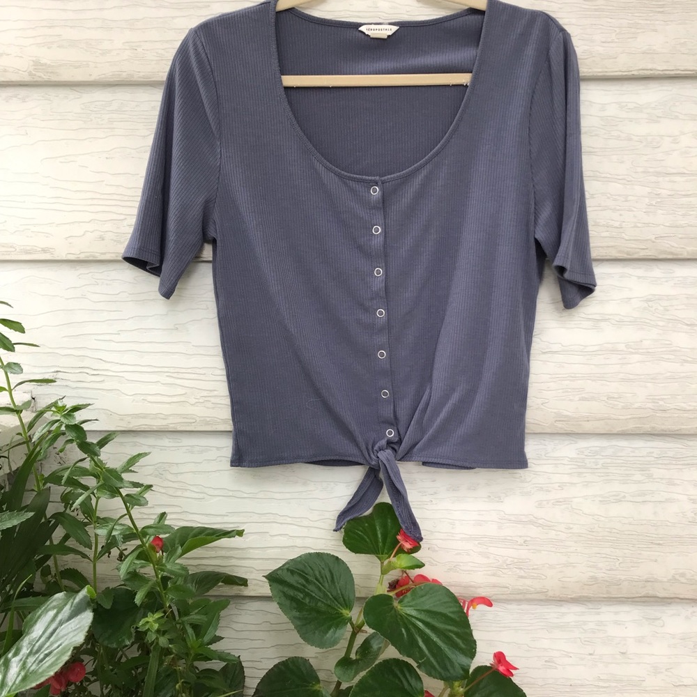 Grey Ribbed Top